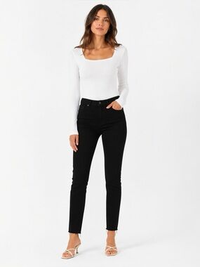 Joe’s Jeans Nadia Fit Skinny Jeans Women’s Size 27 Raw Hem Stretch Black